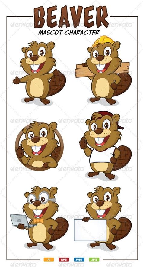 Beaver Mascot Character | Beaver, Beaver cartoon, Beaver drawing