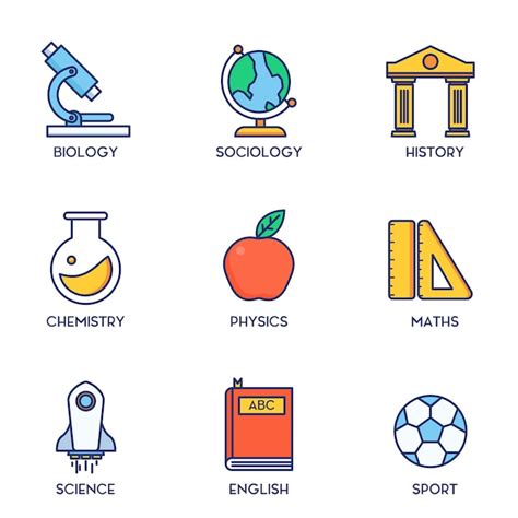 Subject Education Set Line Icon Vector Premium Download