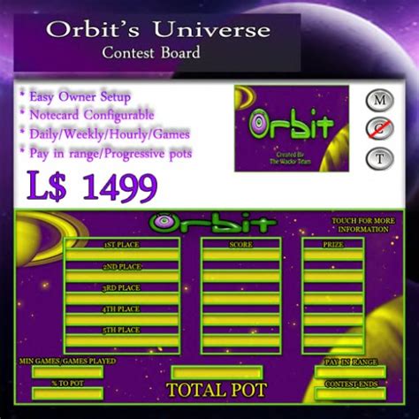 Second Life Marketplace Orbits 1 Contest Board Mt High