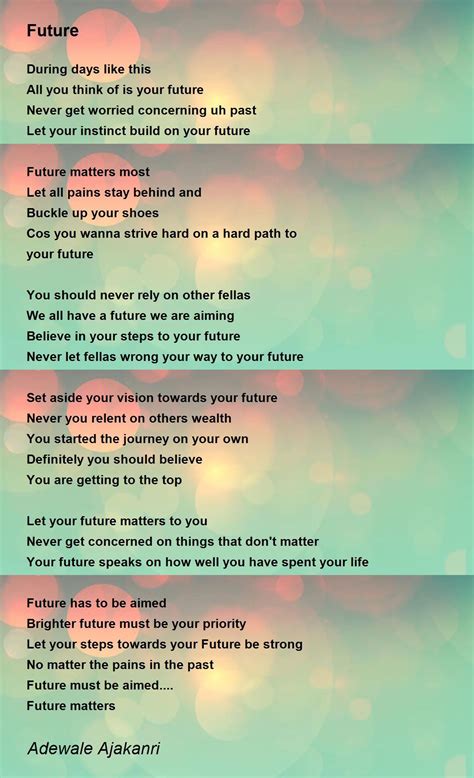 Future Future Poem By Adewale Ajakanri