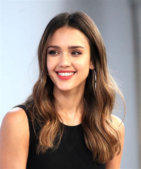 Jessica Alba Long Wavy Casual Hairstyle Brunette Hair Color