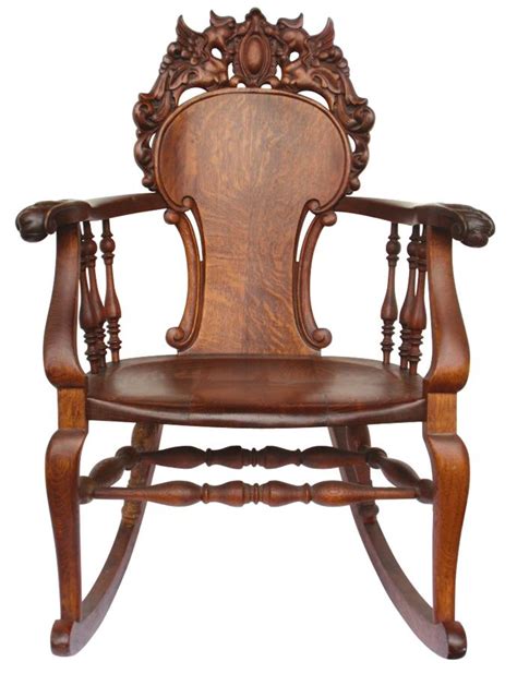 Furniture Stickley And Brandt Rocking Chair Quartersawn Oak Wcarved
