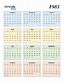 1983 Calendar (PDF, Word, Excel)