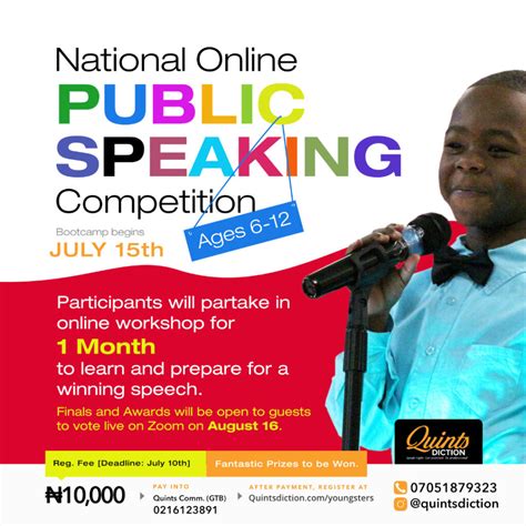 National Online Public Speaking Competition Ages 6 12 Quints