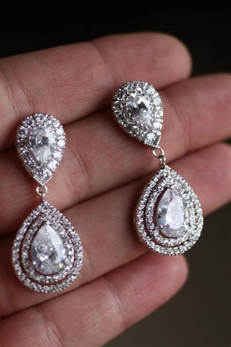 Bridal Earrings Wedding Swarovski Crystal Chandelier Etsy
