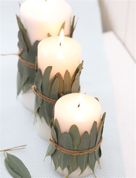 Diy Eucalyptus Wrapped Candle Tutorial Polka Dot Wedding Formerly