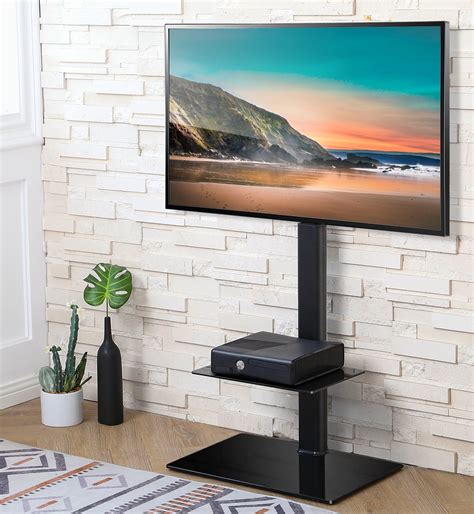 Fitueyes Height Adjustable Black Floor Tv Stand For Tvs Up To 60with