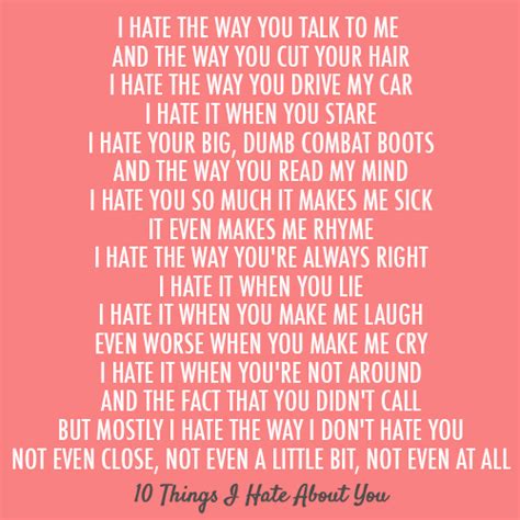 Things I Hate About You Quote About Typography Stare Sick Rhyme Poem Pink Mind Love
