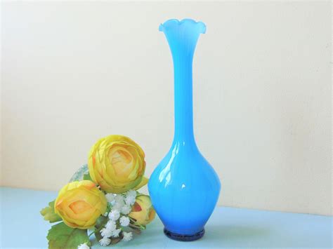Turquoise Cased Glass Vase Etsy Bud Vases Turquoise Glass Vase
