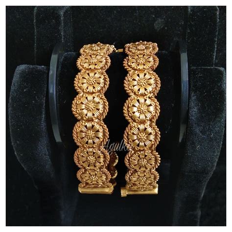 Temple Bangles 22k Gold Bangles Antique Jewelry Indian Gold Etsy