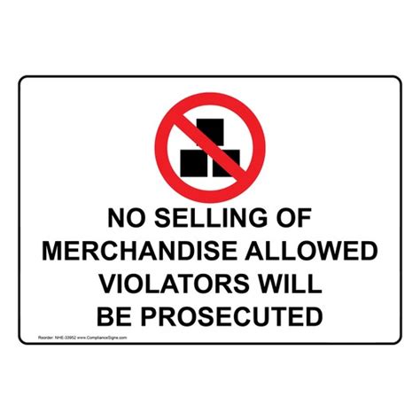 Policies Regulations Sign No Selling Of Merchandise Allowed