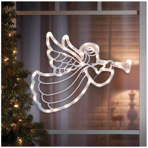 17h X14w Illuminated Angel With Horn Window Silhouette Christmas