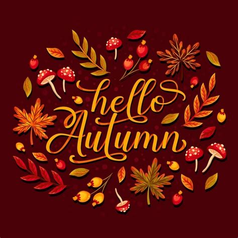 Free Vector Hello Autumn Lettering Concept