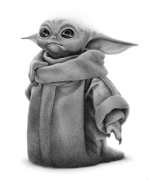 Baby Yoda Pencil Drawing Commission Your Own Personalized Baby Yoda