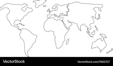 Simplified World Map Divided To Continents Simple Vector Image