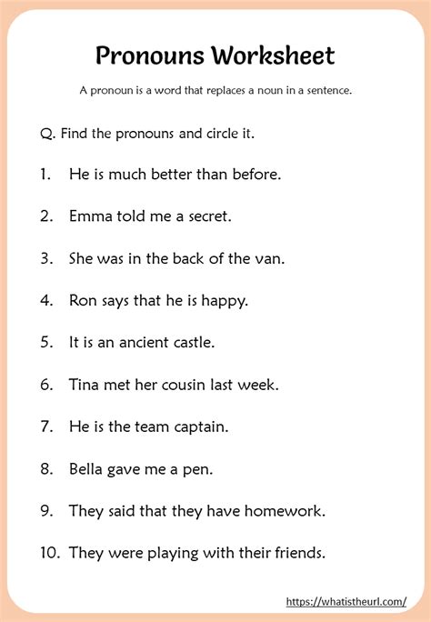 Pronouns Worksheets Nd Grade