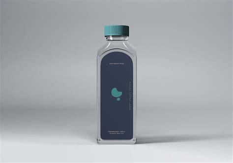 transparent small plastic bottle mockup psd