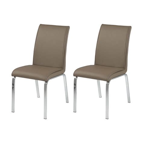 By coaster furniture (no review) item number : Leonora Taupe Faux Leather Dining Chairs | Dining Chairs | FADS