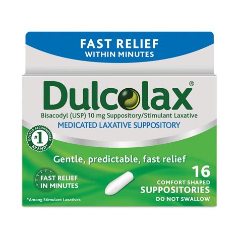 Buy Dulcolax Medicated Laxative Suppositories Fast Relief 16 Count