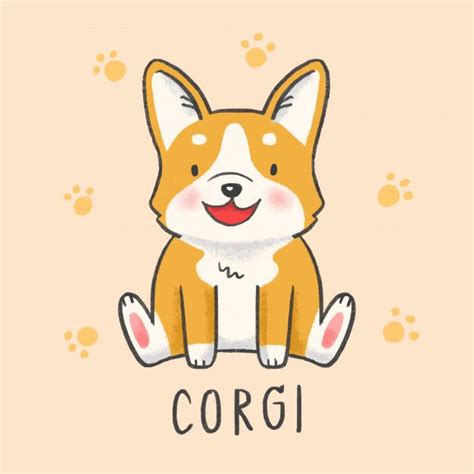 Cute Corgi Dog Cartoon Hand Drawn Style Cute Cartoon Drawings Cute