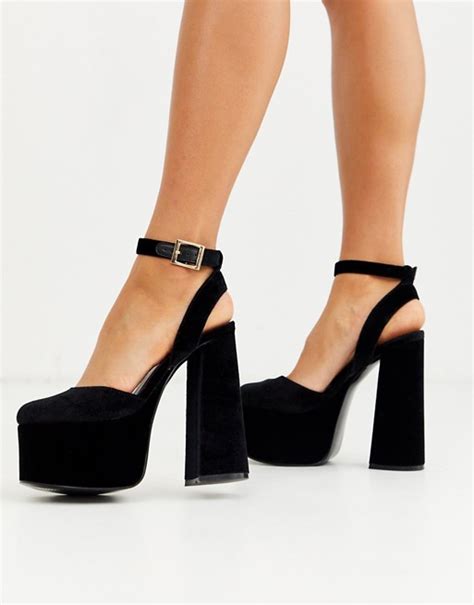 Scarpe larghezza e nere con punta aperta per l'estate con plateau per donna skechers. ASOS DESIGN - Punch - Scarpe con plateau, tacco largo alto ...
