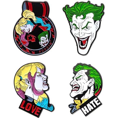 Dc Comics Joker And Harley Quinn Pins 4 Pak