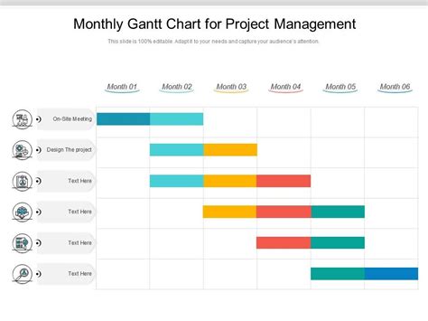 Monthly Gantt Chart For Project Management Presentation Graphics