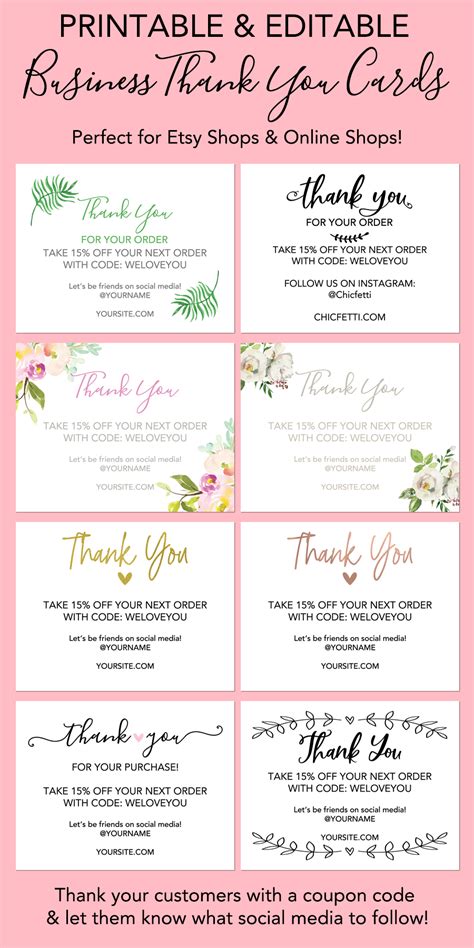 Printable Small Business Thank You Cards Small Business Sticker Instant
