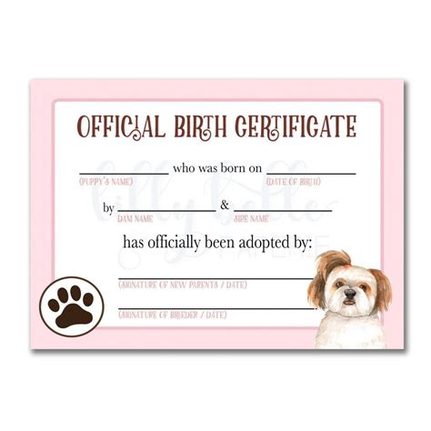 Fillable Printable Puppy Birth Certificate ~ news word