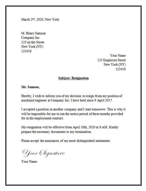 resignation letter template word resignation letter