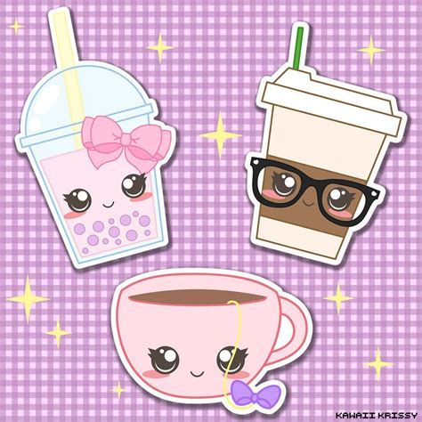 Kawaii Bubble Tea Cute Chic Coffee And Cute Tea Cup Custom Stickers