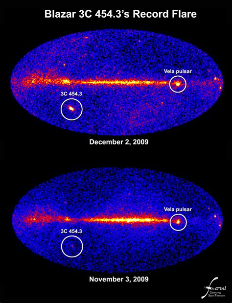 Nasa Fermi Sees Brightest Ever Blazar Flare