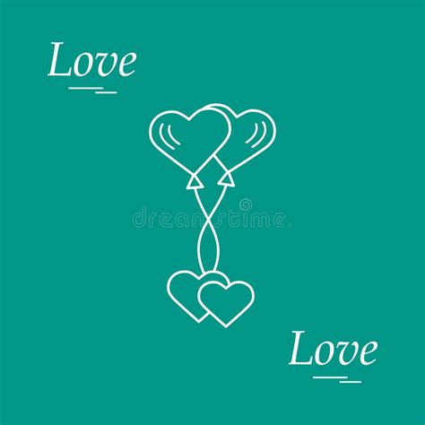 Cute Vector Illustration Of Love Symbols Heart Air Balloons Icon And