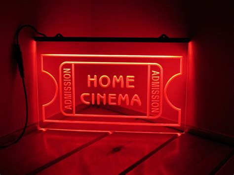 Cinema Admission Ticket Acrylic Led Neon Light Sign Home Etsy