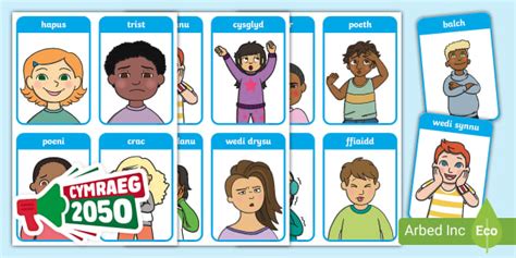 Welsh Emotions Flash Cards Twinkl Resources Wales