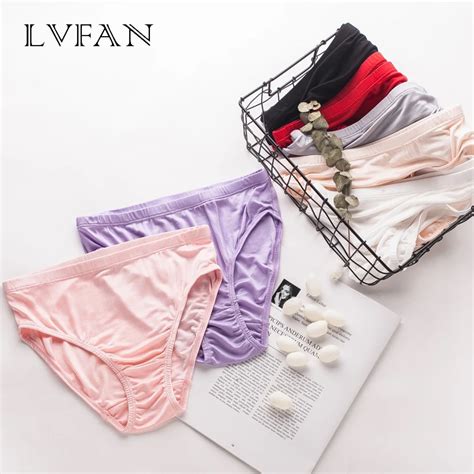 Women Natural Silk Underwear Lingerie Edge Breathable Thin Low Waist Pure Color Triangle