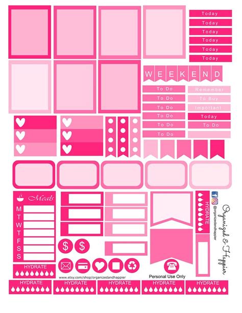 Free Printable Pink Weekly Planner Stickers Weekly Kit Organized And