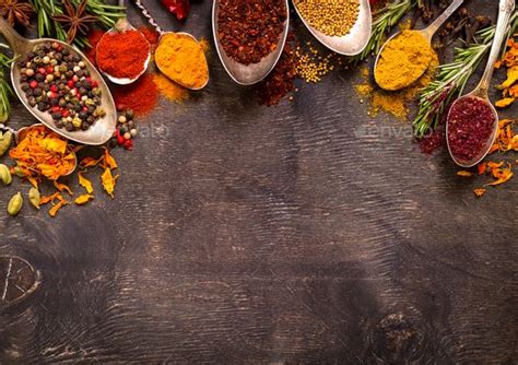 Set Of Various Aromatic Colorful Spices Food Background Wallpapers
