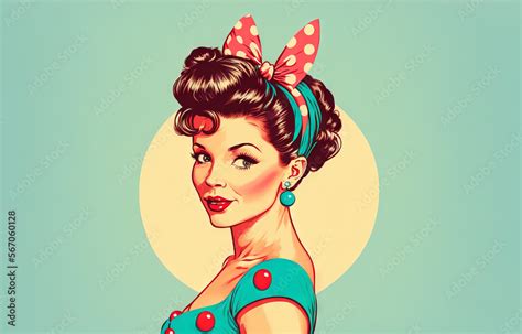 Pretty Vintage Pin Up Drawing Of A Model Girl From The 1960s Clip Art