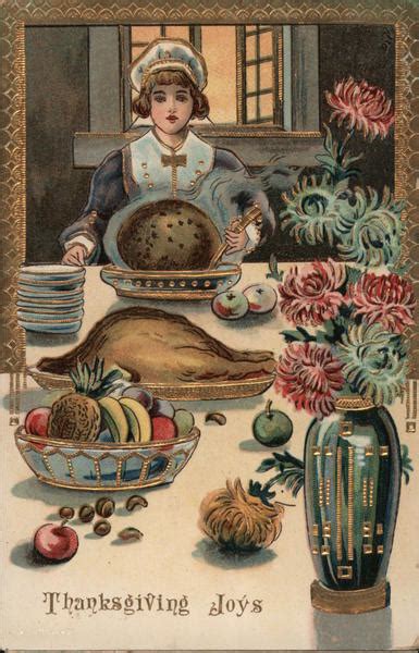 Pilgrim Eating Thanksgiving Dinner Thanksgiving Joys Pilgrims Postcard