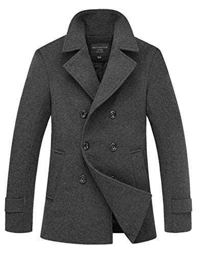 Match Mens Wool Winter Coat Slim Fit Pea Coatlabel Size Mediumus X