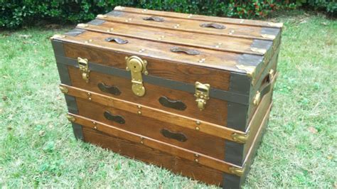 Refinished Flat Top Antique Trunk Ca 1900 Antique Trunk Old Trunks