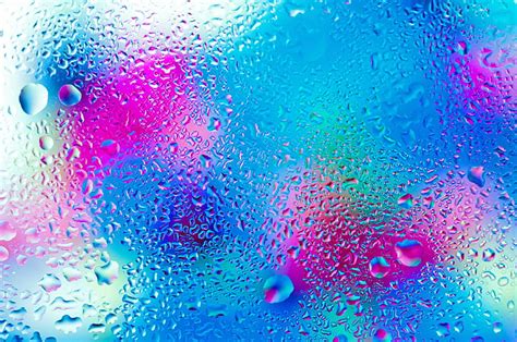 Colored Water Drops Glass Water Texture Colors Drops Rain Blue