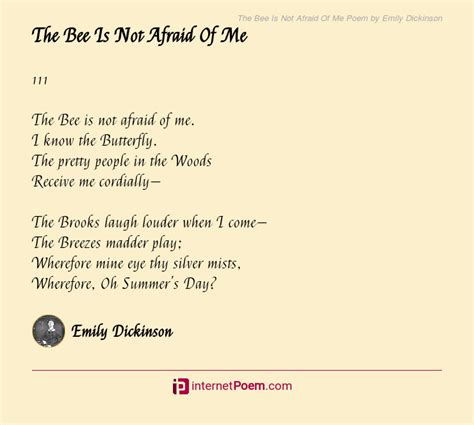 The Bee Is Not Afraid Of Me Poem By Emily Dickinson