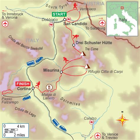 Detailed Map Dolomite Mountains Italy Map