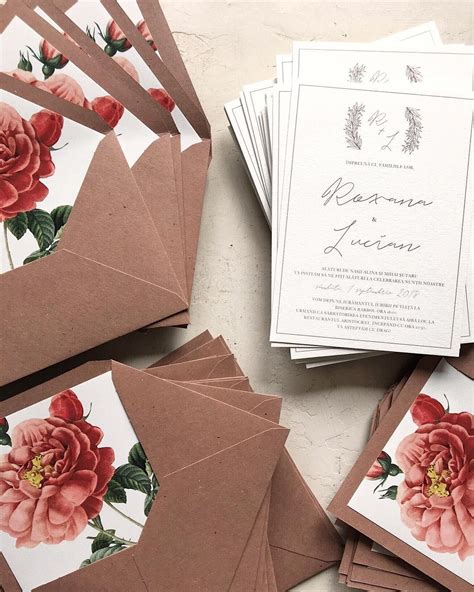 Floral Wedding Invitations Handmade Envelopes Envelope Liner