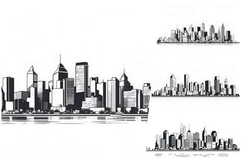 Cityscape Skyline Line Art Graphic By Background Graphics Illustration