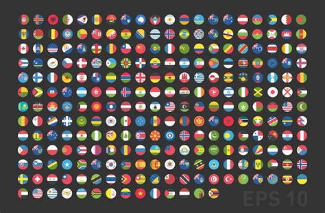 Premium Vector Flags Of All Countries Round Web Buttons In Flat