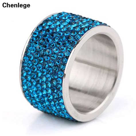 8 Row Navy Blue Crystal Rings For Women Fashion Jewelry Punk Wedding