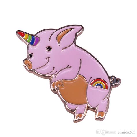 Unicorn Pig Badge Rainbow Piggie Brooch Cute Cartoon Accessory Magical